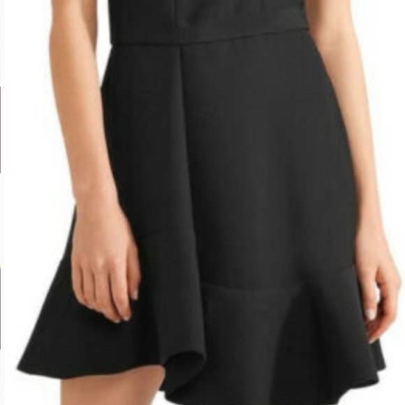Carven Flutter Hem Dress in Black Crepe Size FR38 (US4) - Picture 2 of 12